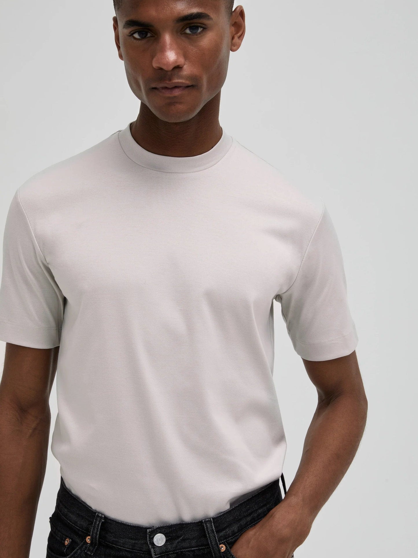VALENZA - Supima Interlock T-Shirt Parelgrijs T-shirts Valenza