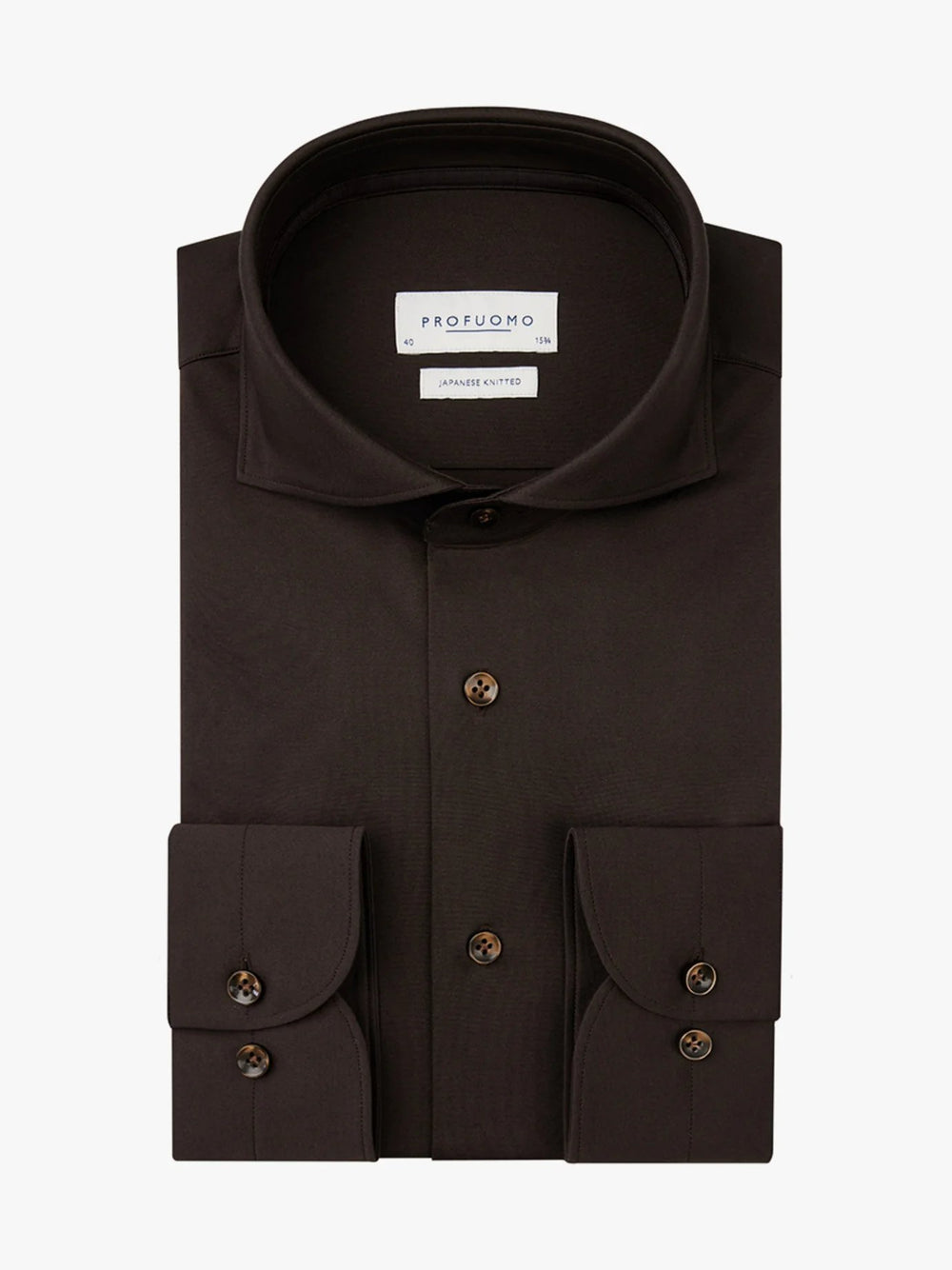 PROFUOMO - Hemd Japanese Knitted Donkerbruin