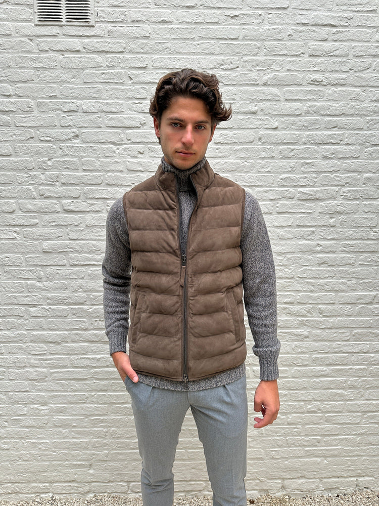 AT.P.CO - Bodywarmer Suede Lichtbruin Jassen AT.P.CO 