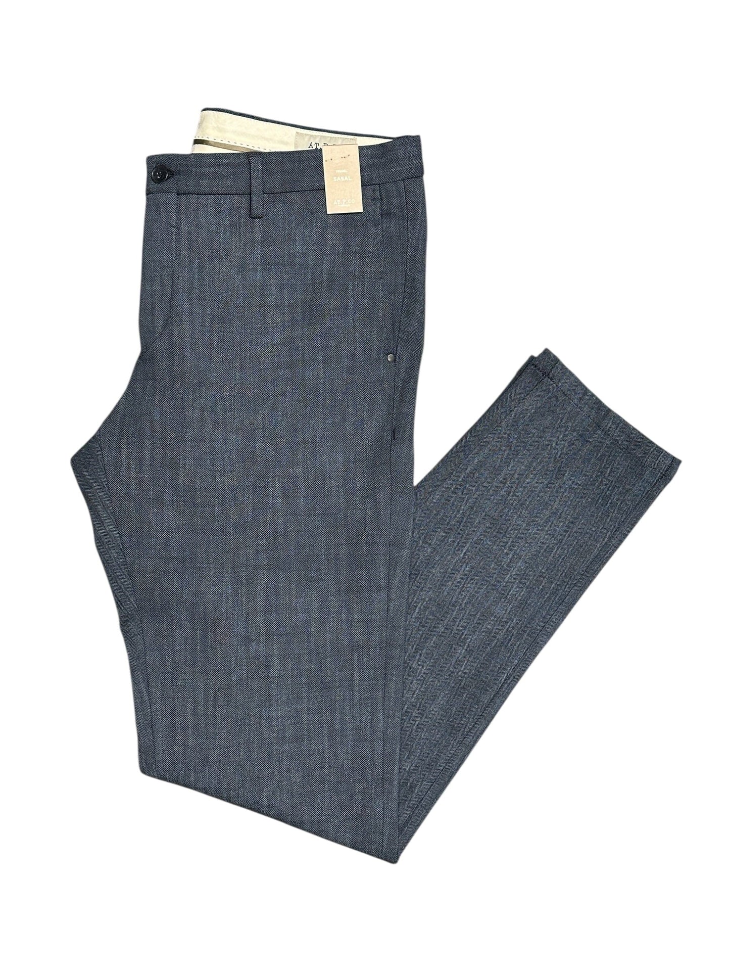 AT.P.CO - Broek Sasa Long Stretch Visgraat Blauw Broeken AT.P.CO 