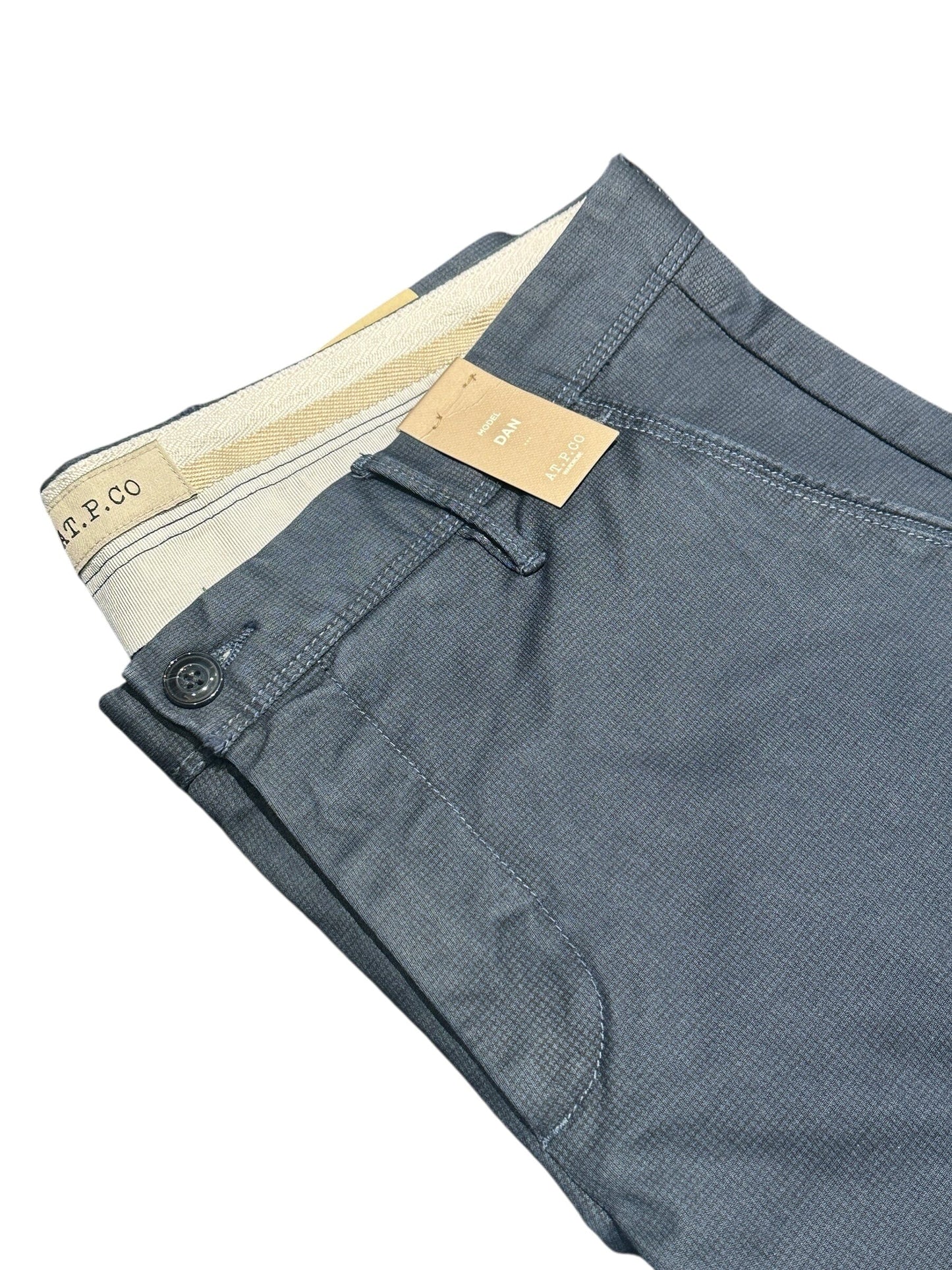 AT.P.CO - Chino Slim Dan Micro Pied-de-poule Blauw Broeken AT.P.CO 