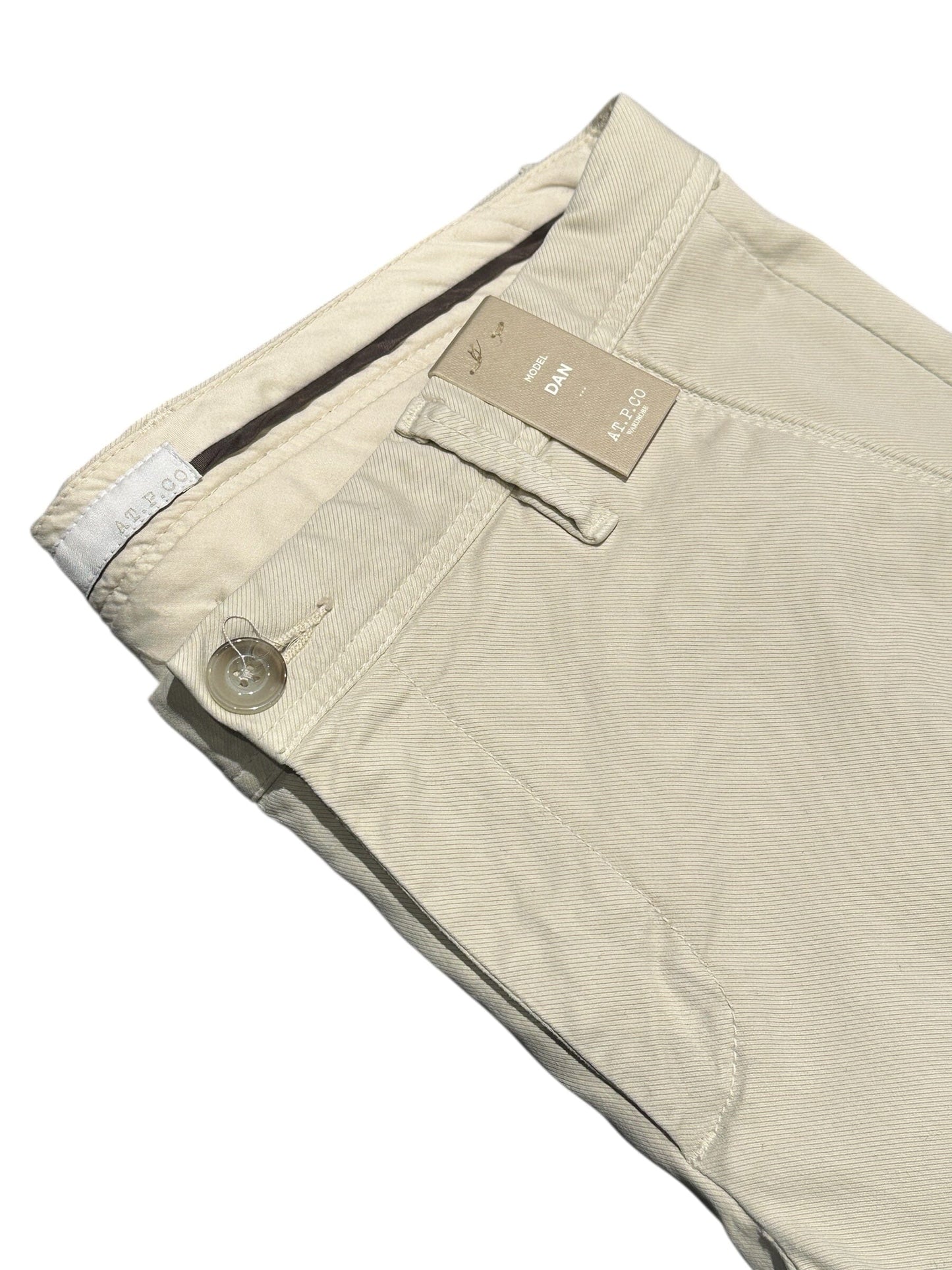 AT.P.CO - Chino Slim Dan Washed Ecru Broeken AT.P.CO 