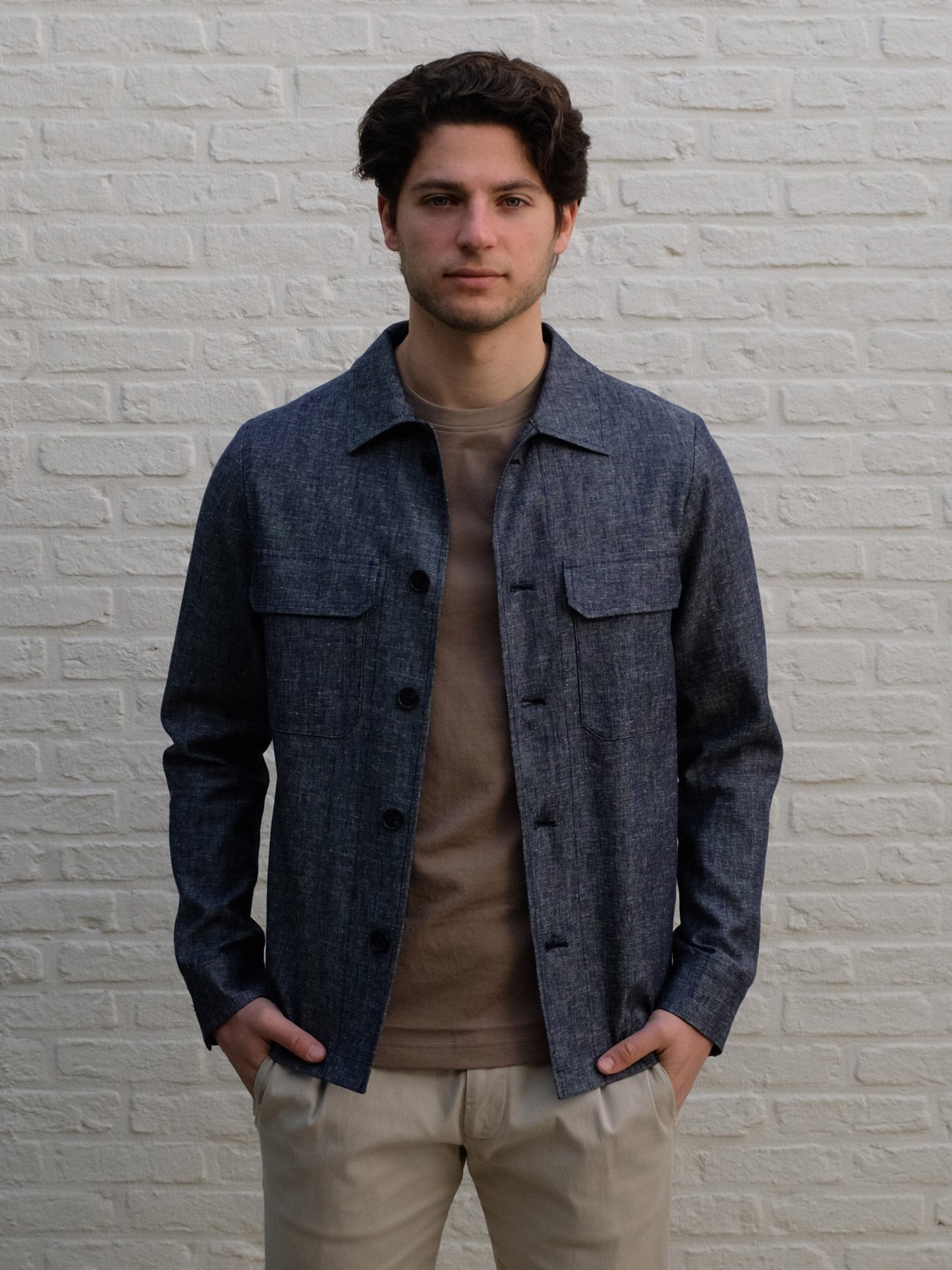 AT.P.CO - Overshirt Orlando Denim Linen Blauw Overshirts AT.P.CO 