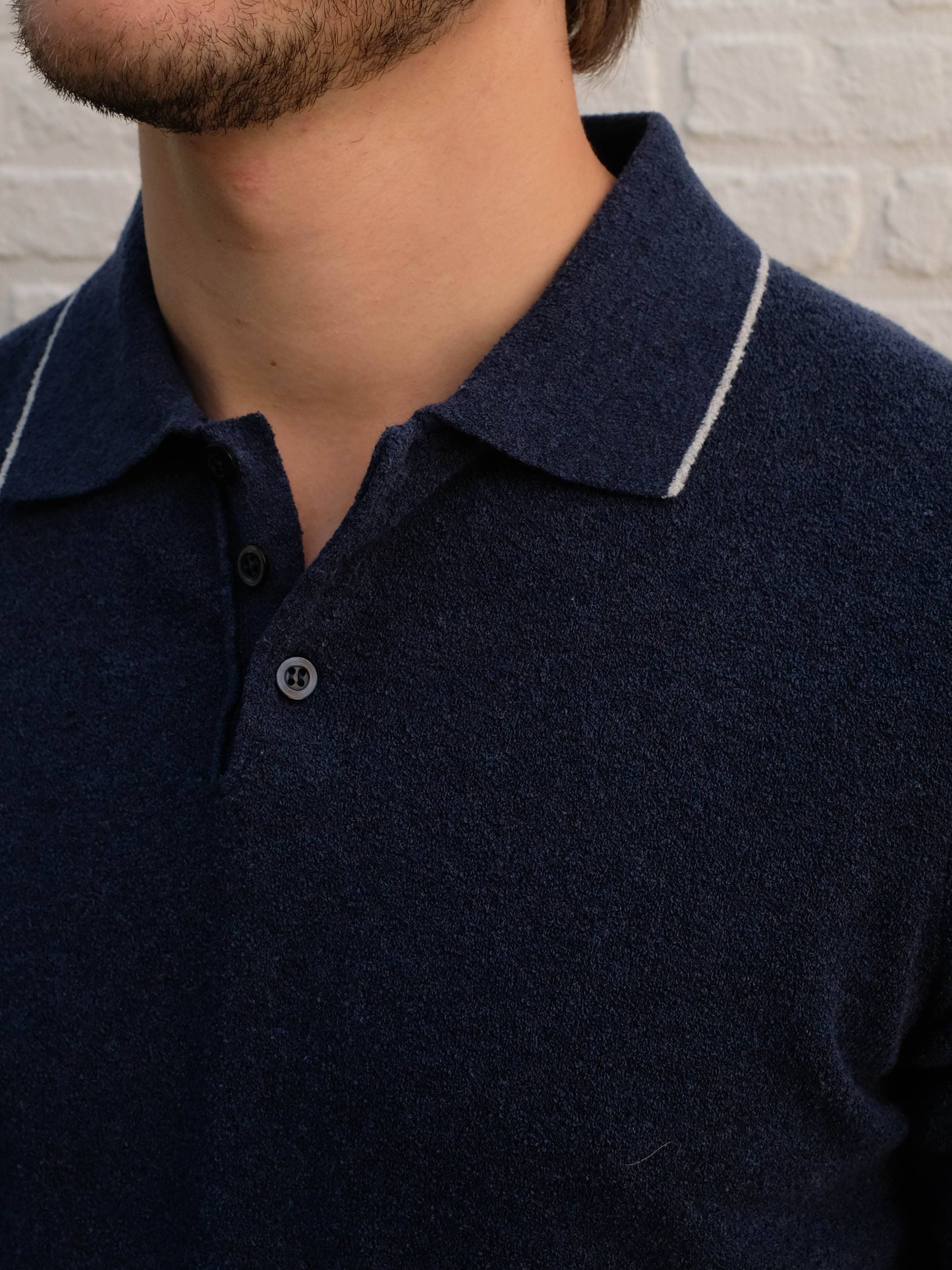 AT.P.CO - Polo Mosso Bouclé Blauw Polo's AT.P.CO 