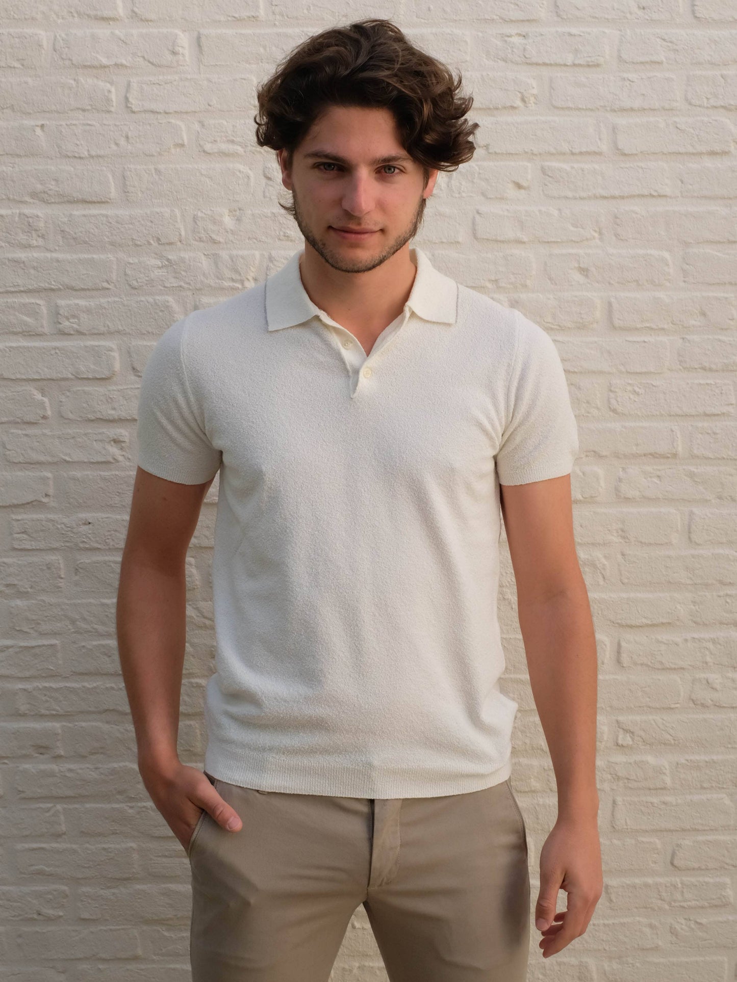AT.P.CO - Polo Mosso Bouclé Ecru Polo's AT.P.CO 