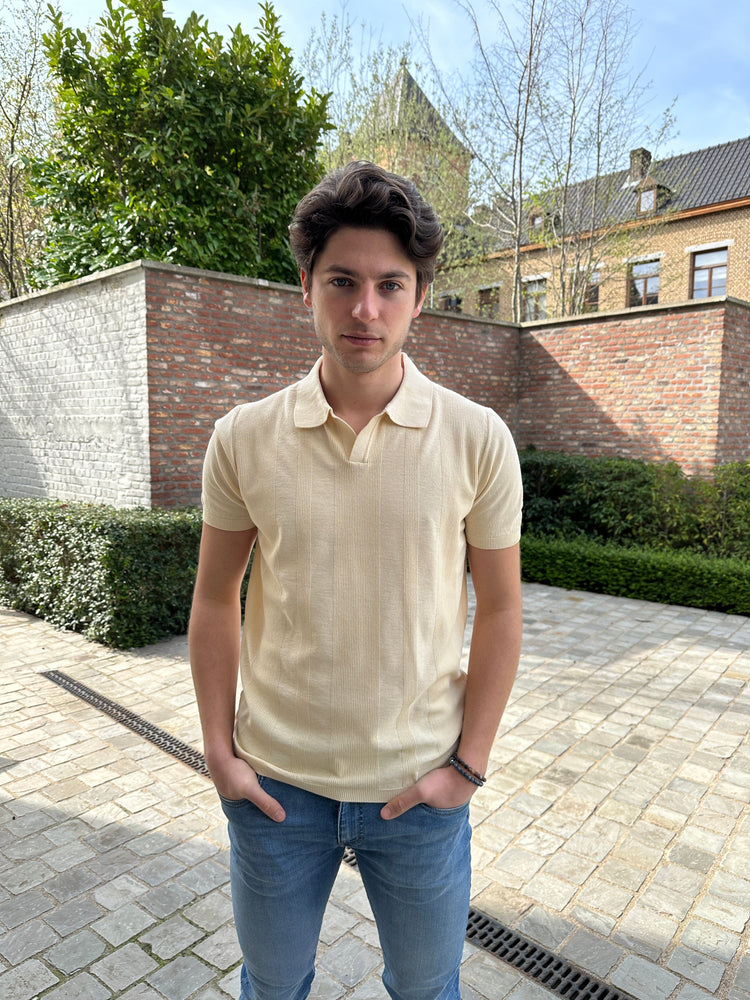 AT.P.CO - Polo Zonder Knoopjes Knitted Beige T-shirts AT.P.CO 