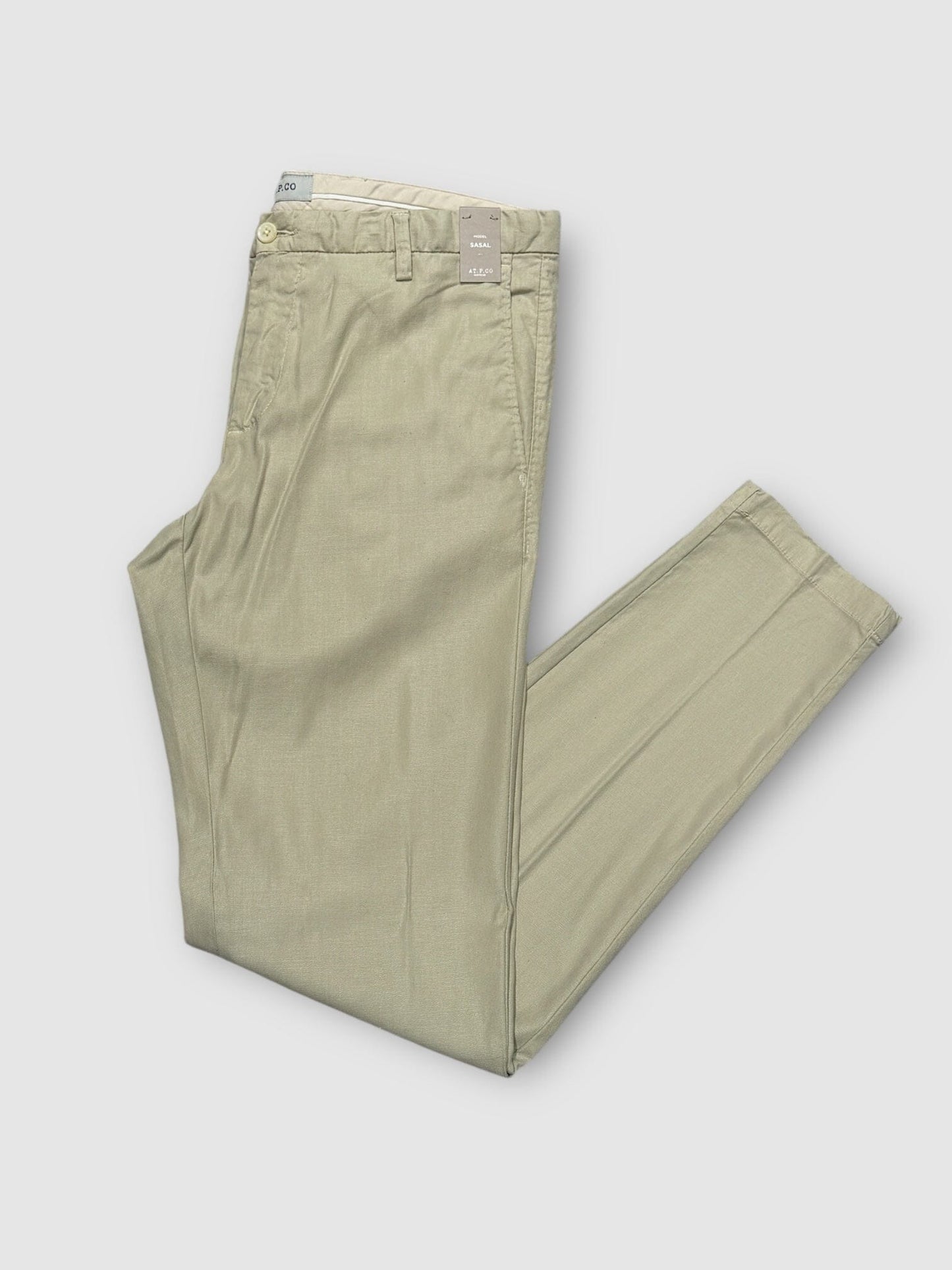 AT.P.CO - Sasa Long Linnen Tencel Beige Broeken AT.P.CO 