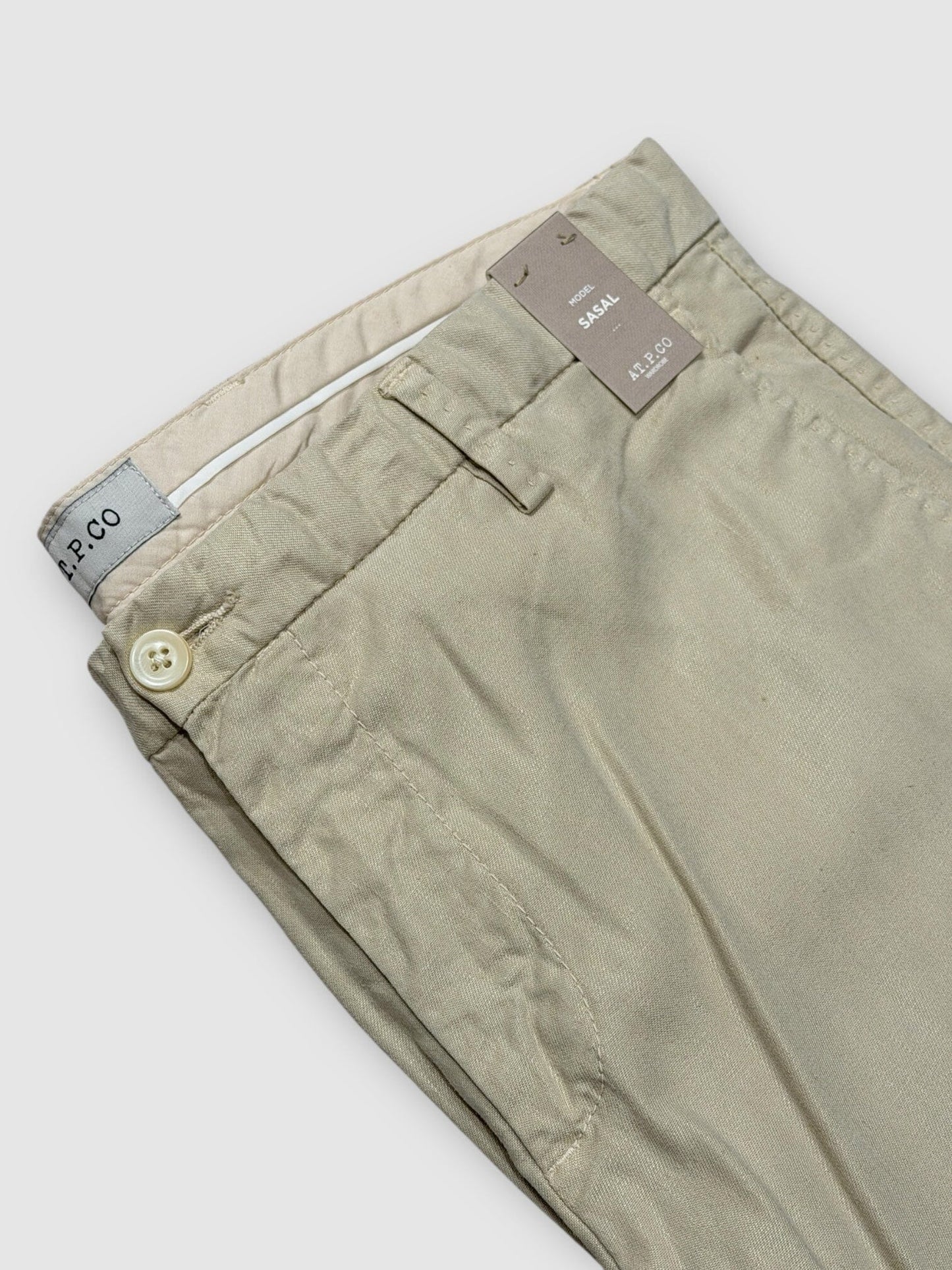 AT.P.CO - Sasa Long Linnen Tencel Beige Broeken AT.P.CO 