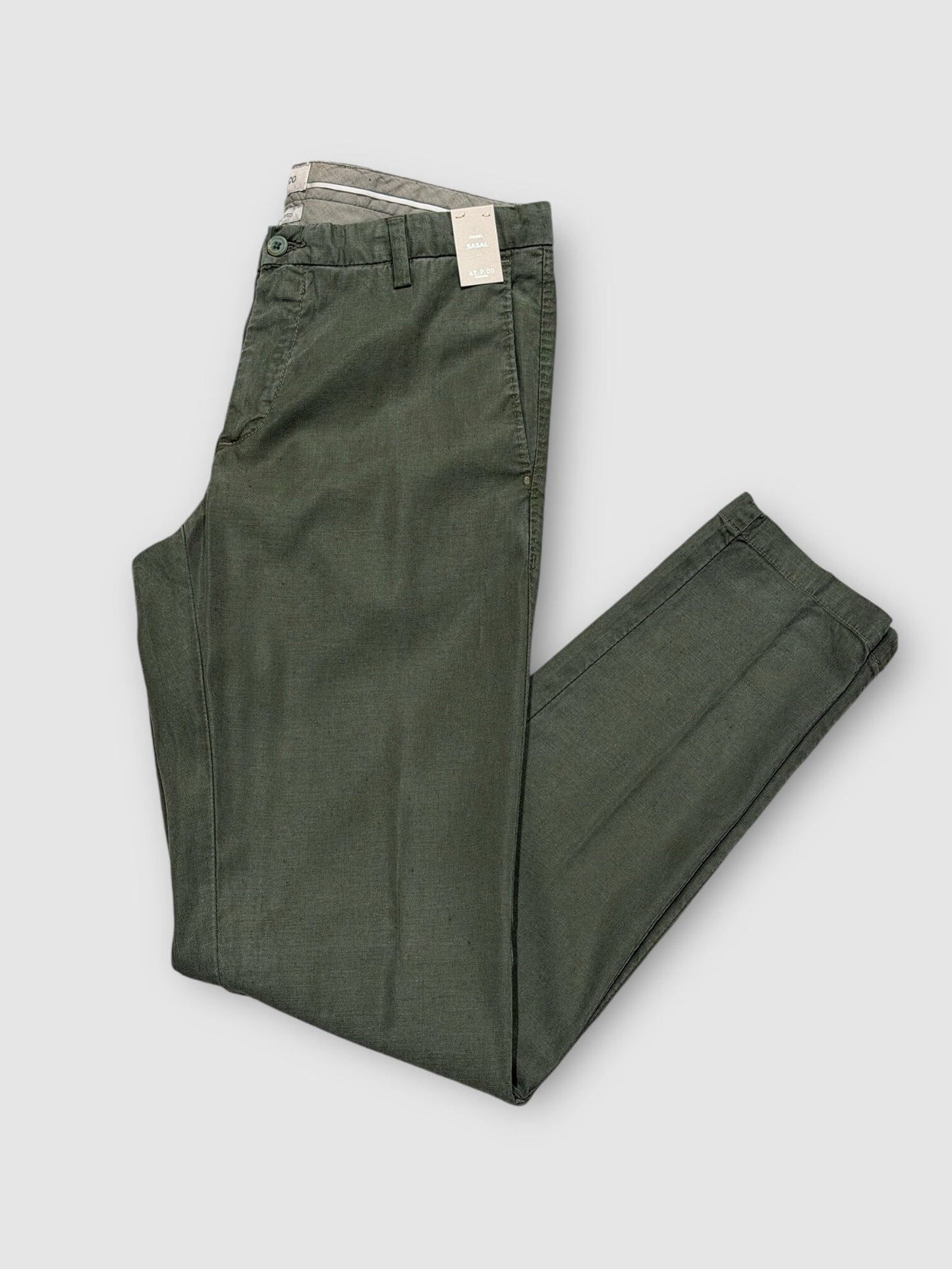 AT.P.CO - Sasa Long Linnen Tencel Groen Broeken AT.P.CO 