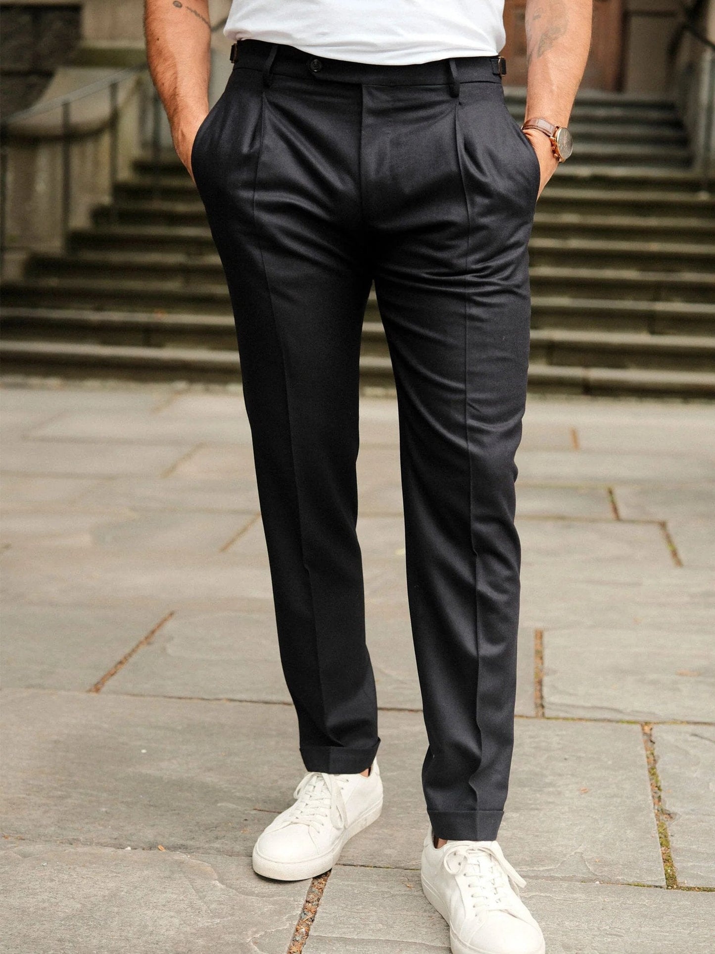 
                  
                    BERWICH - Retrolong Flannel Pantalon Dark Navy Broeken Berwich 
                  
                