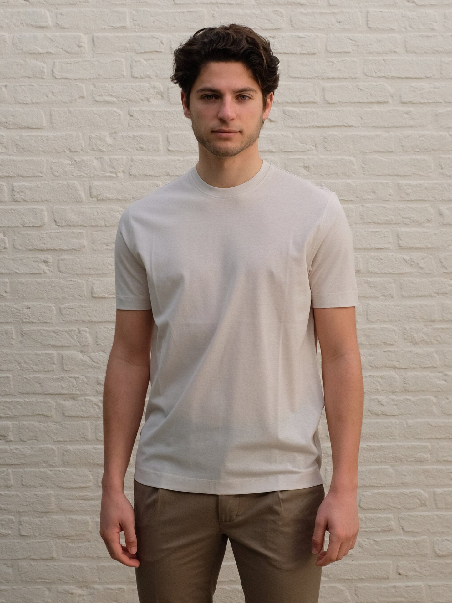 DELLA CIANA - Luxury Basic Cotton T-Shirt Beige T-shirts Della Ciana 