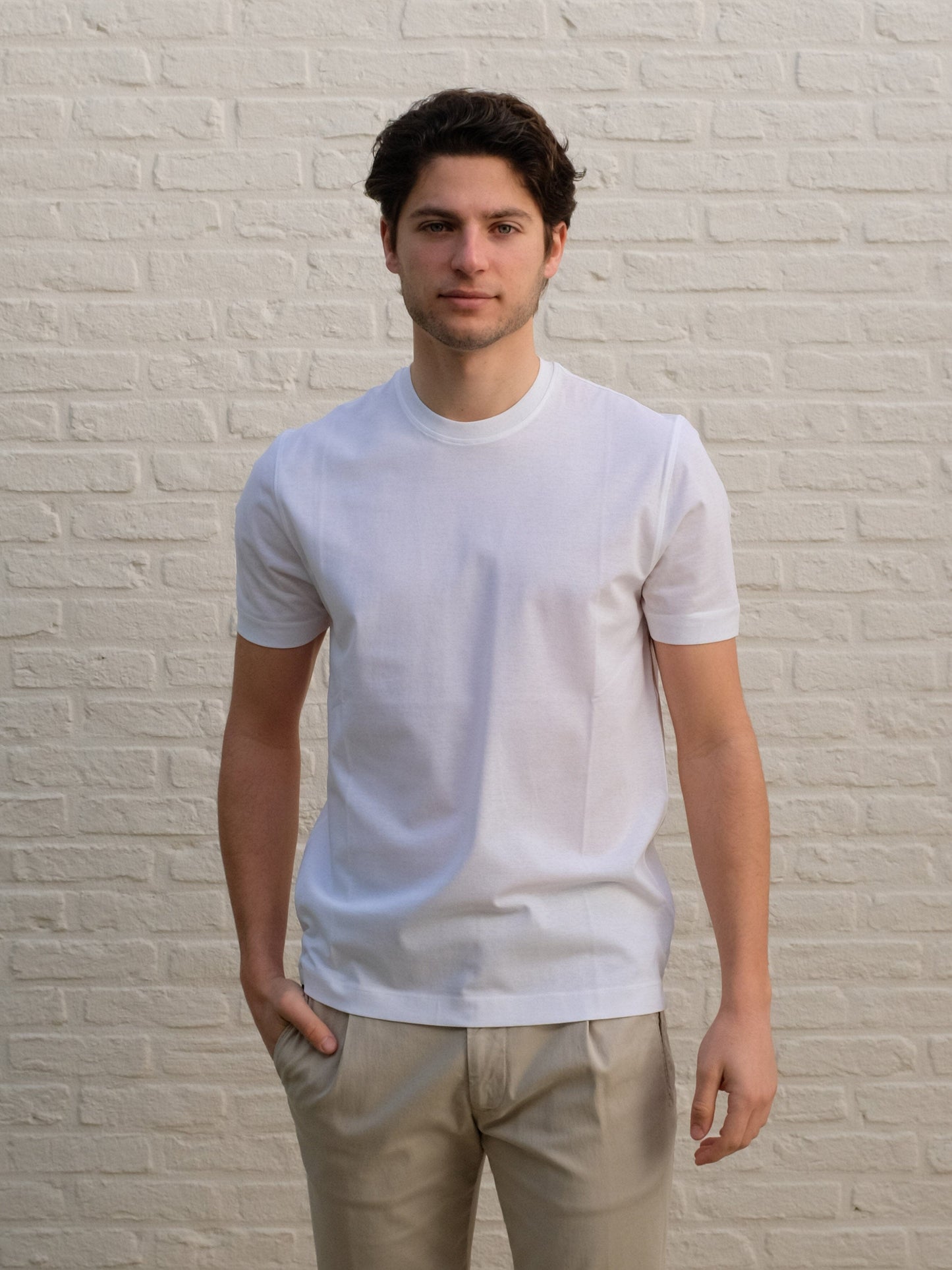 DELLA CIANA - Luxury Basic Cotton T-Shirt Wit T-shirts Della Ciana 