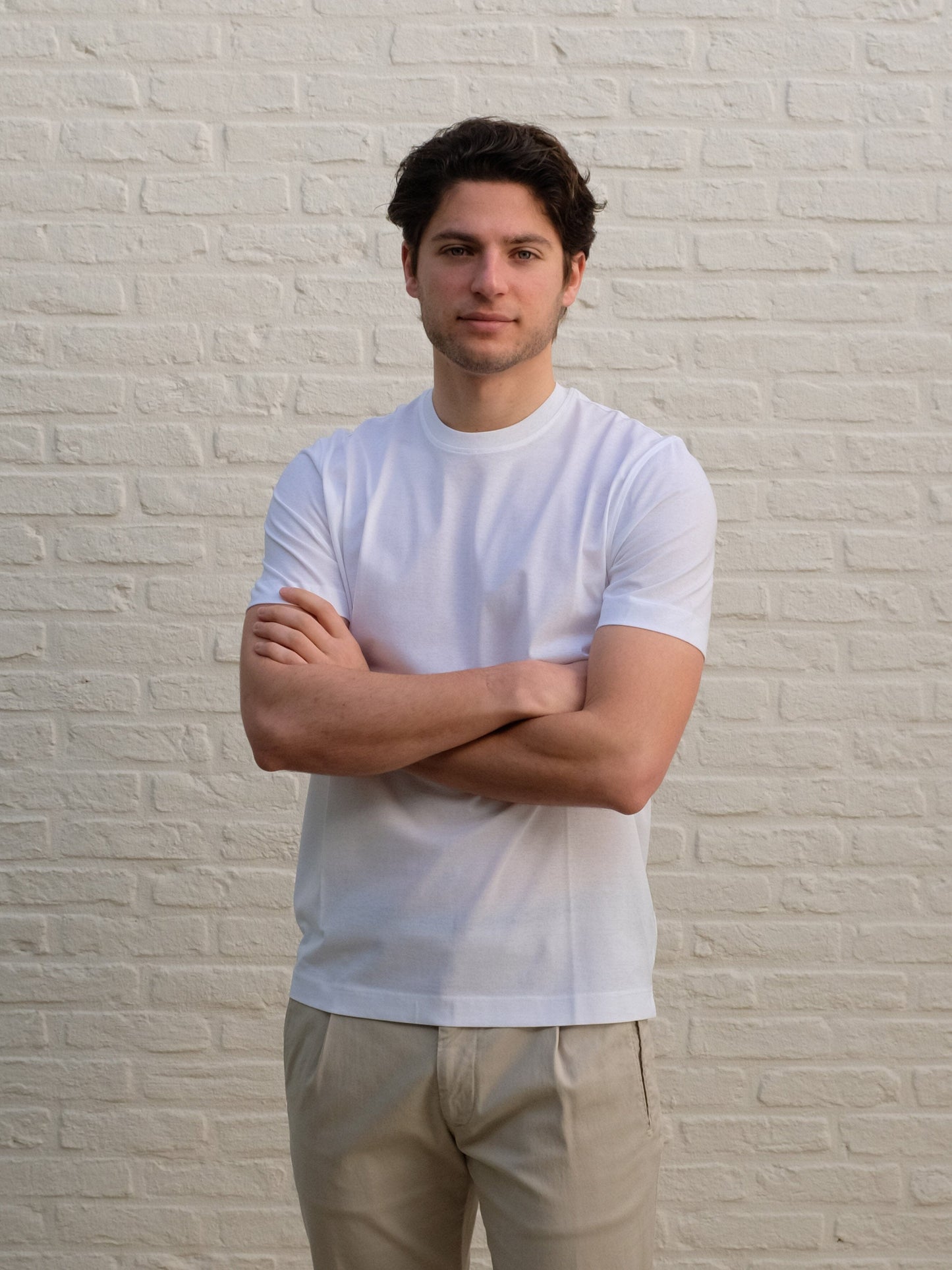 DELLA CIANA - Luxury Basic Cotton T-Shirt Wit T-shirts Della Ciana 