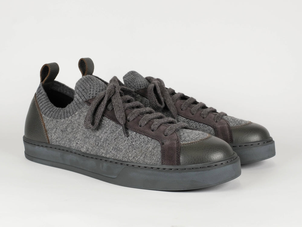 DOUCAL'S - Dual Material Knitted Sneaker Antraciet Sneakers Doucal's 