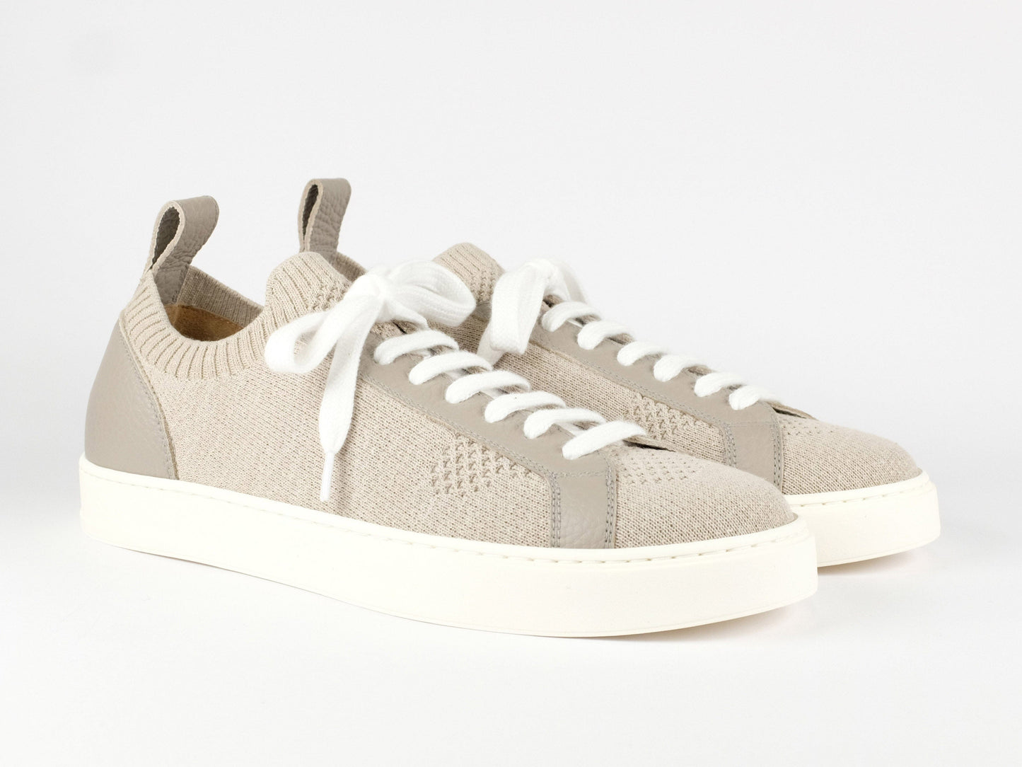 DOUCAL'S - Dual Material Knitted Sneaker Taupe/Beige Sneakers Doucal's 