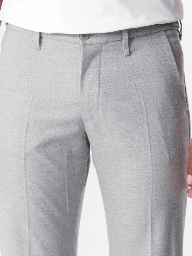 DRYKORN - Broek Fago Visgraat Lichtgrijs Broeken Drykorn 