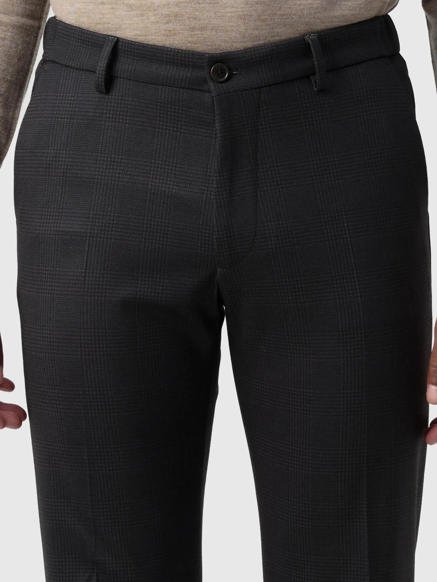 DRYKORN - Broek Zwart/Bruin Geruit Ajend Broeken Drykorn 