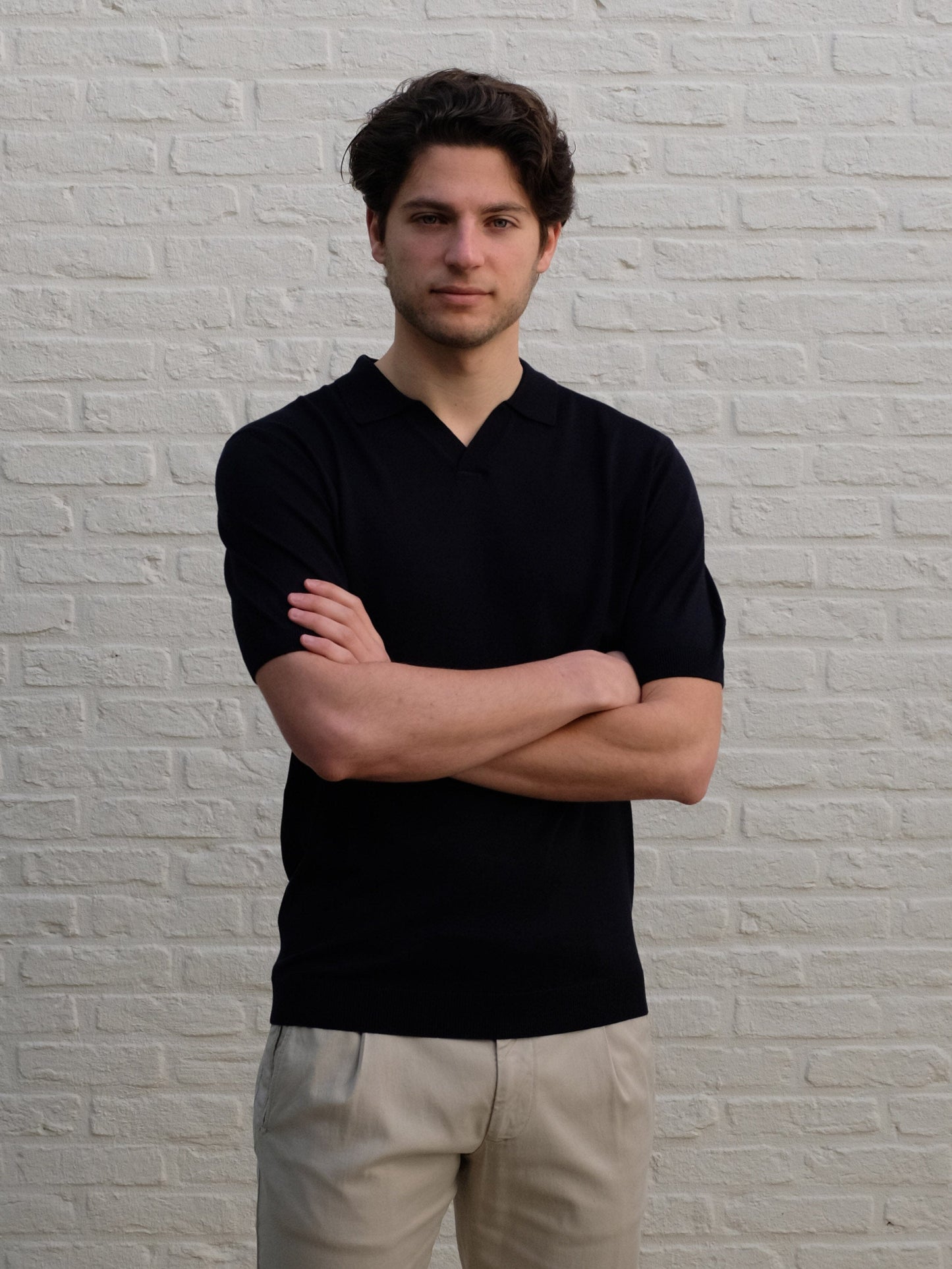DUQUEZZI - Merino Buttonless Polo Navy Polo's Duquezzi 