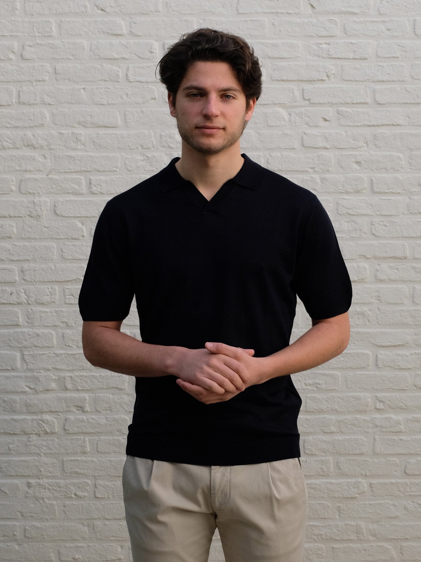 DUQUEZZI - Merino Buttonless Polo Navy Polo's Duquezzi 