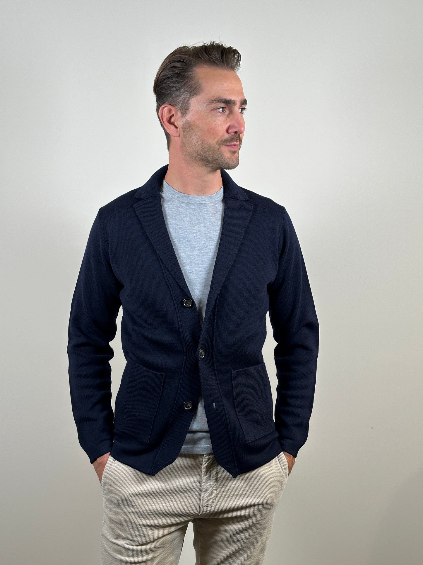 FERRANTE - Blazer Cardigan Navy Truien Ferrante 