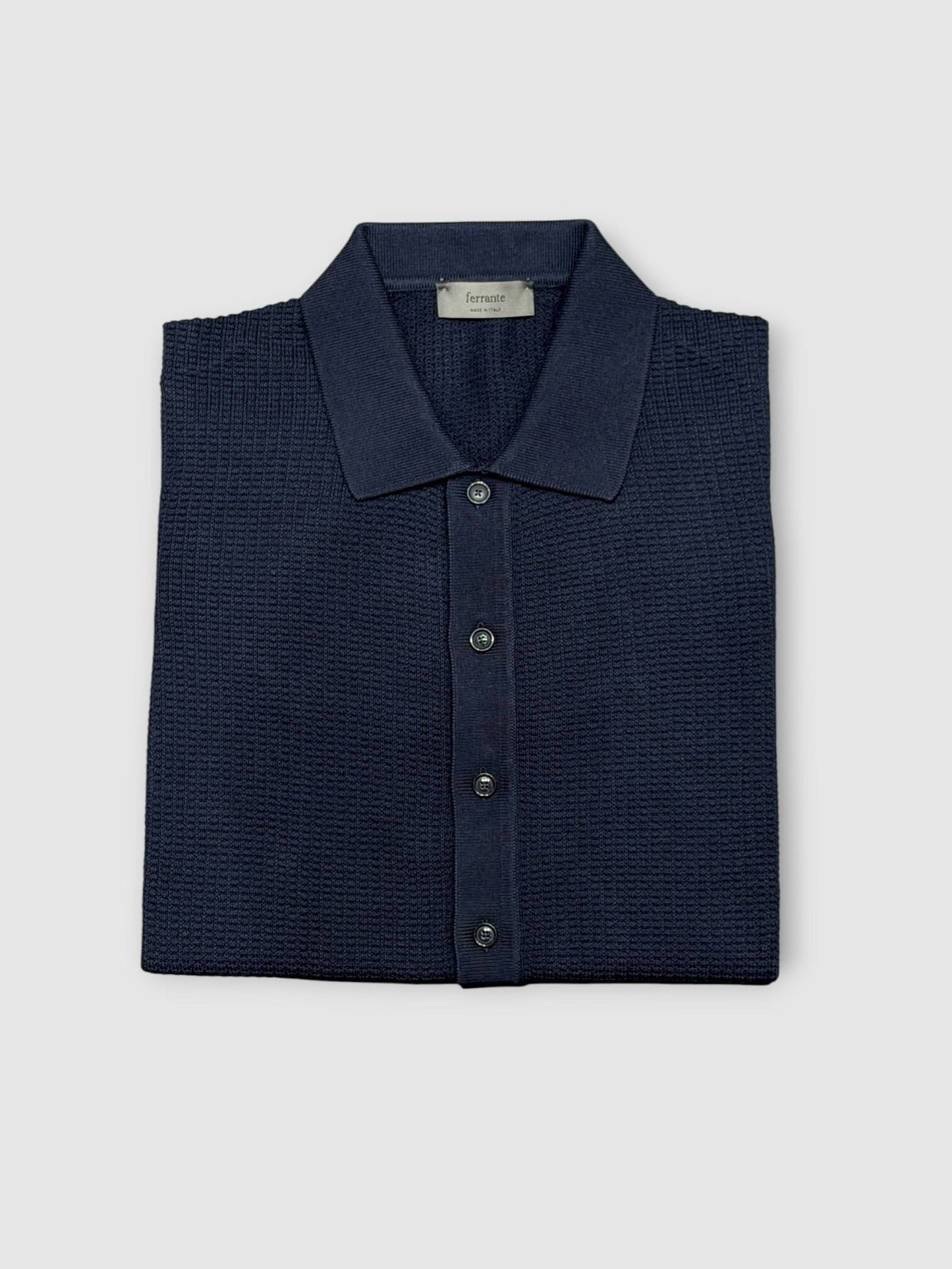 FERRANTE - Buttoned Polo Cardigan Navy Polo's Ferrante 