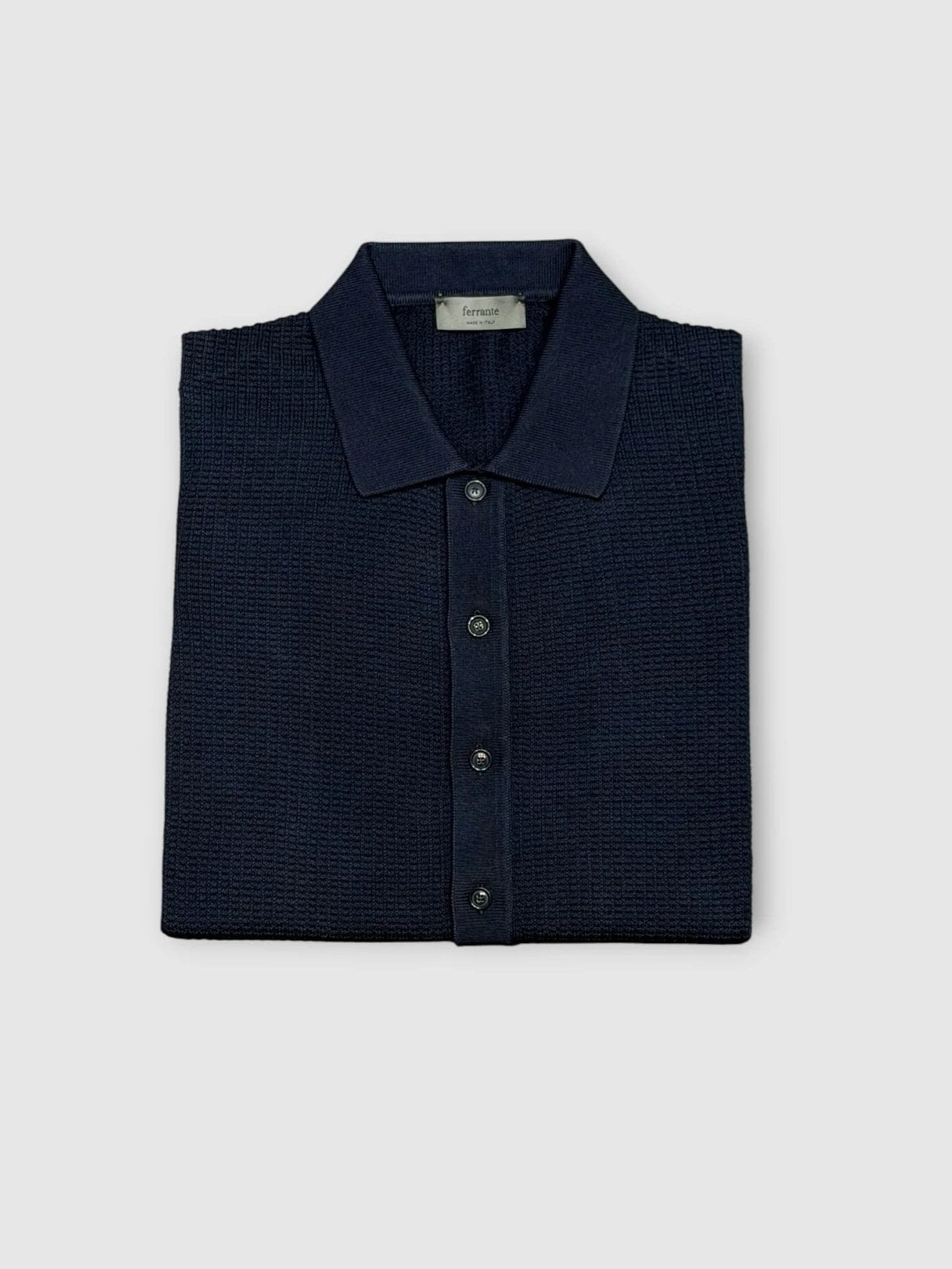 FERRANTE - Buttoned Polo Cardigan Navy Polo's Ferrante 
