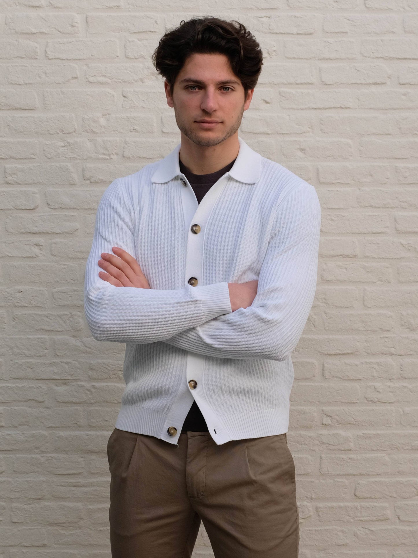 
                  
                    FERRANTE - Cardigan Met polo Kraag Wit Truien Ferrante 
                  
                