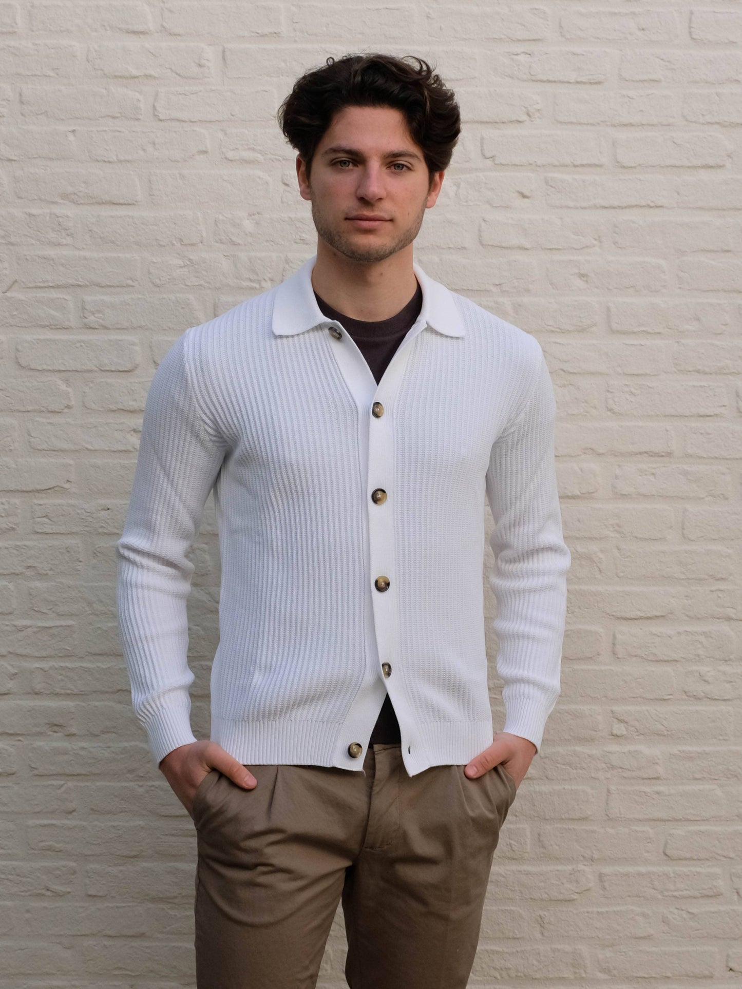 
                  
                    FERRANTE - Cardigan Met polo Kraag Wit Truien Ferrante 
                  
                