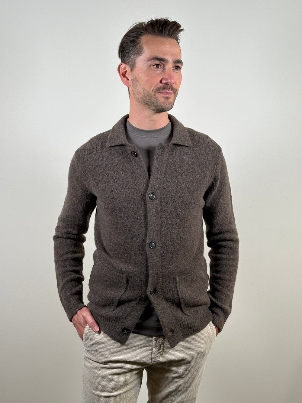 FERRANTE - Cardigan Royal Red Taupe Truien Ferrante 