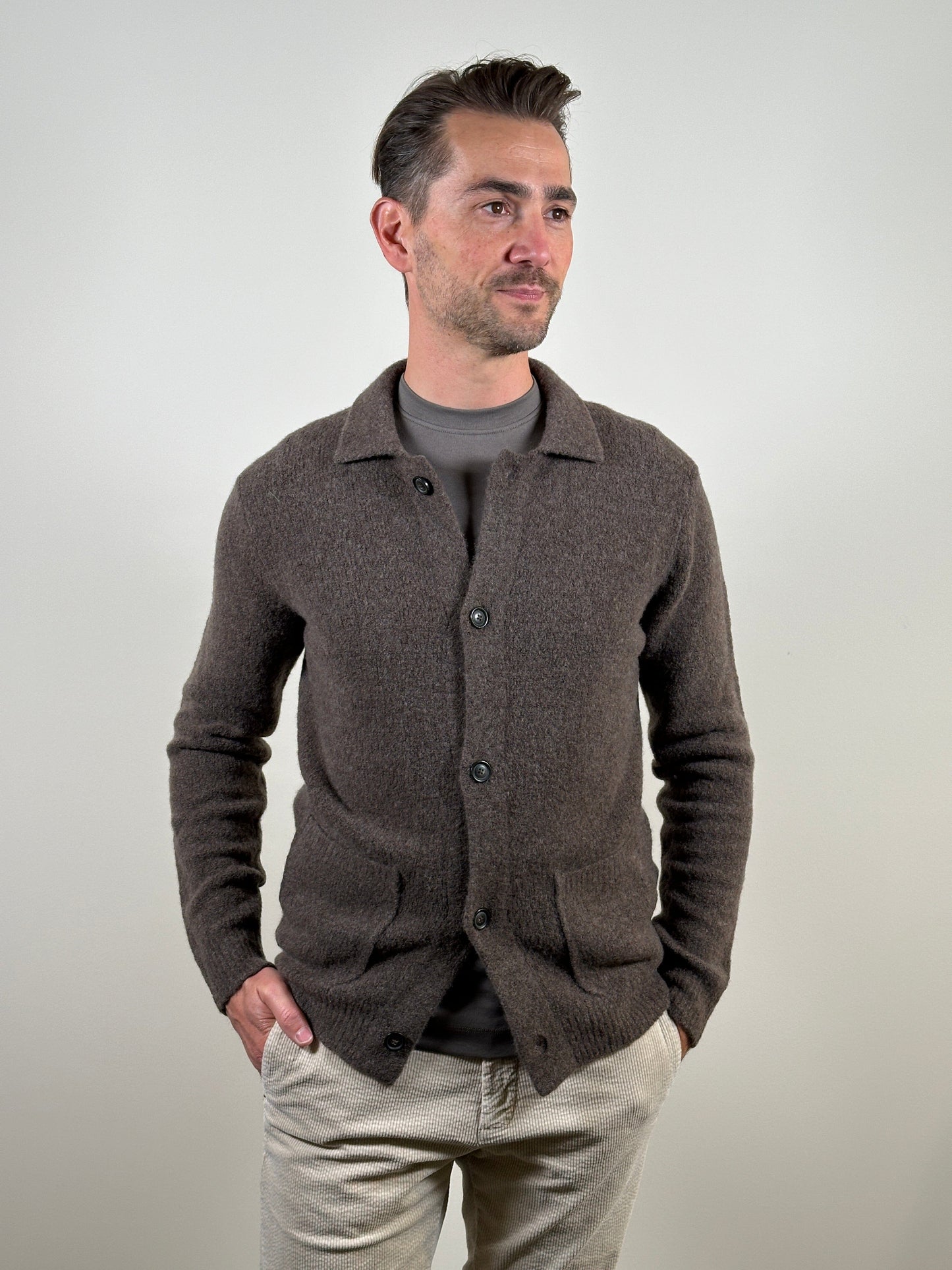 FERRANTE - Cardigan Royal Red Taupe Truien Ferrante 