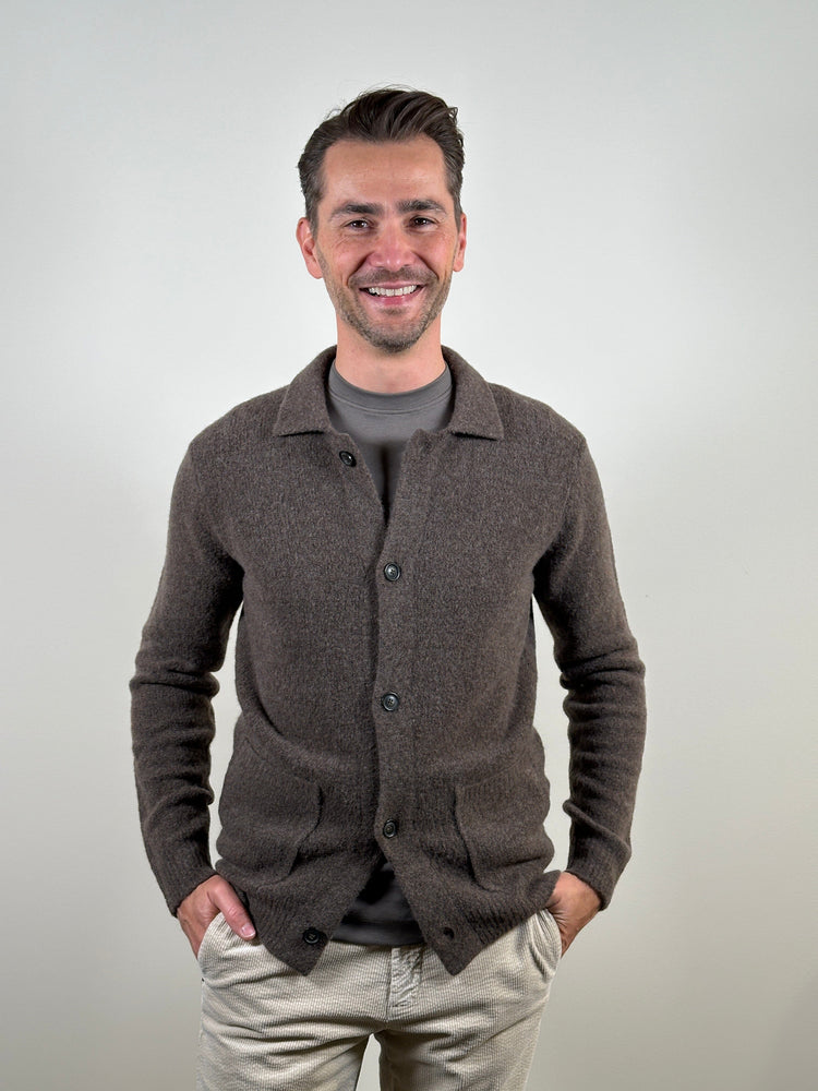 FERRANTE - Cardigan Royal Red Taupe Truien Ferrante 