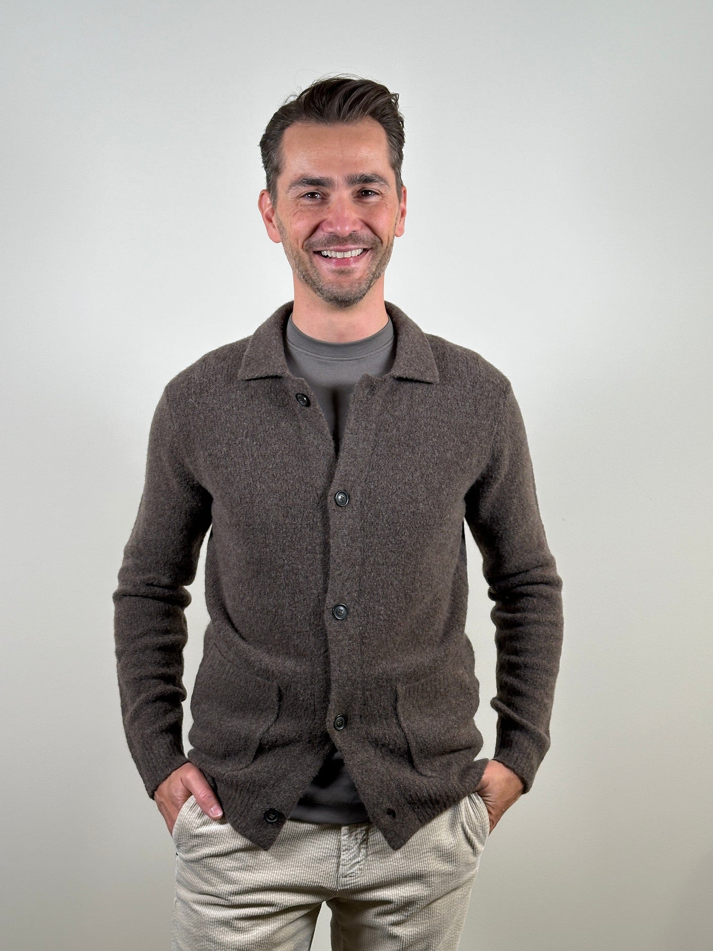 FERRANTE - Cardigan Royal Red Taupe Truien Ferrante 