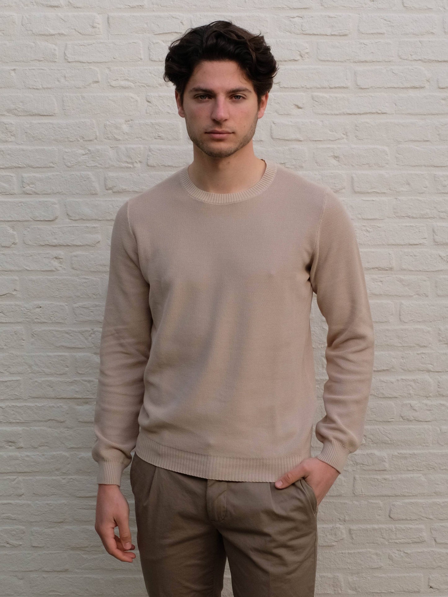 FERRANTE - Crew Neck Lichtbeige Truien Ferrante 