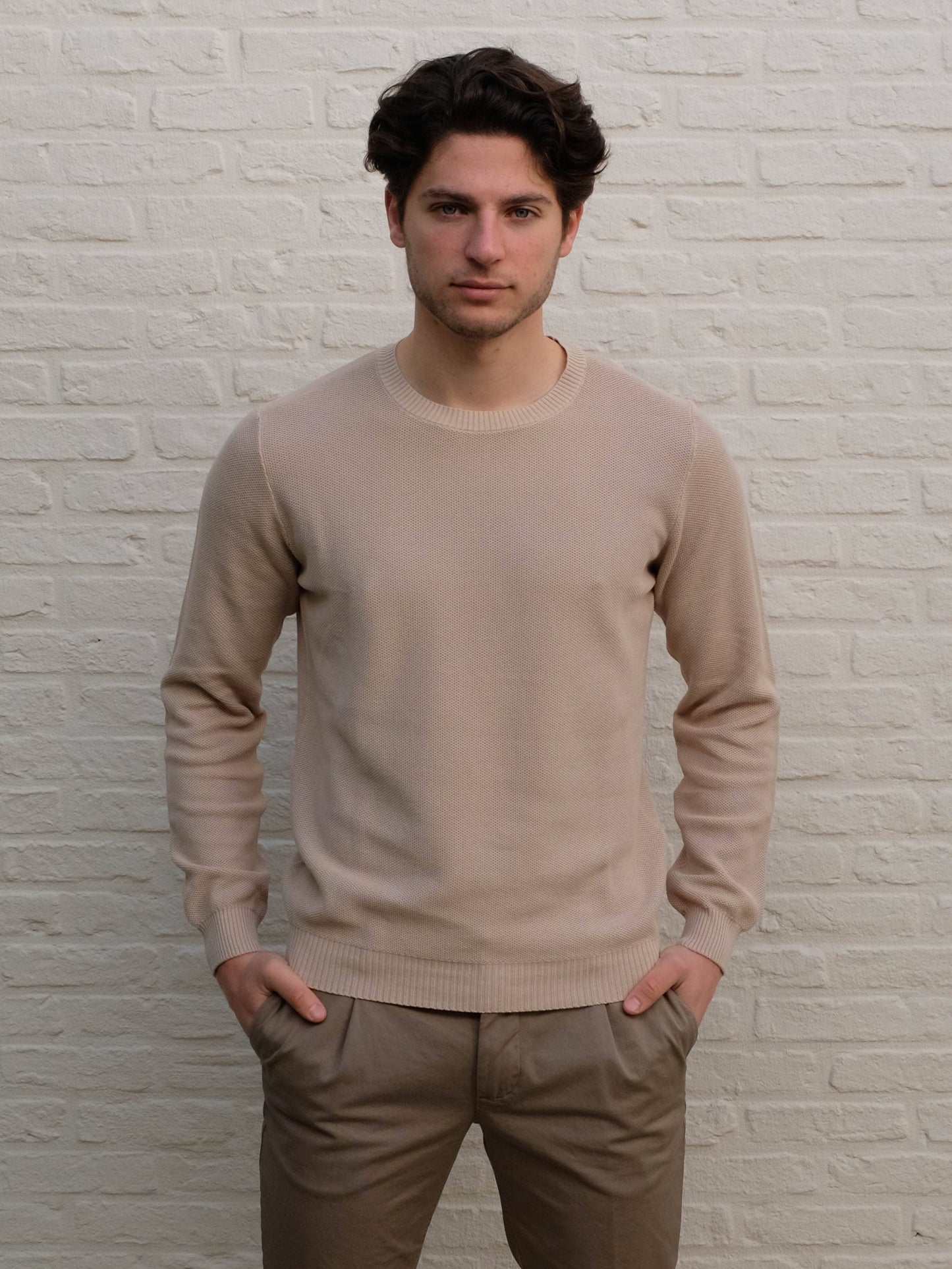 FERRANTE - Crew Neck Lichtbeige Truien Ferrante 
