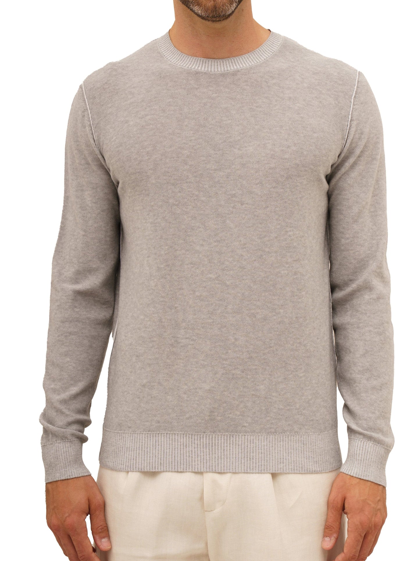 FERRANTE - Lichtgrijze Katoenen Crewneck Truien Ferrante 