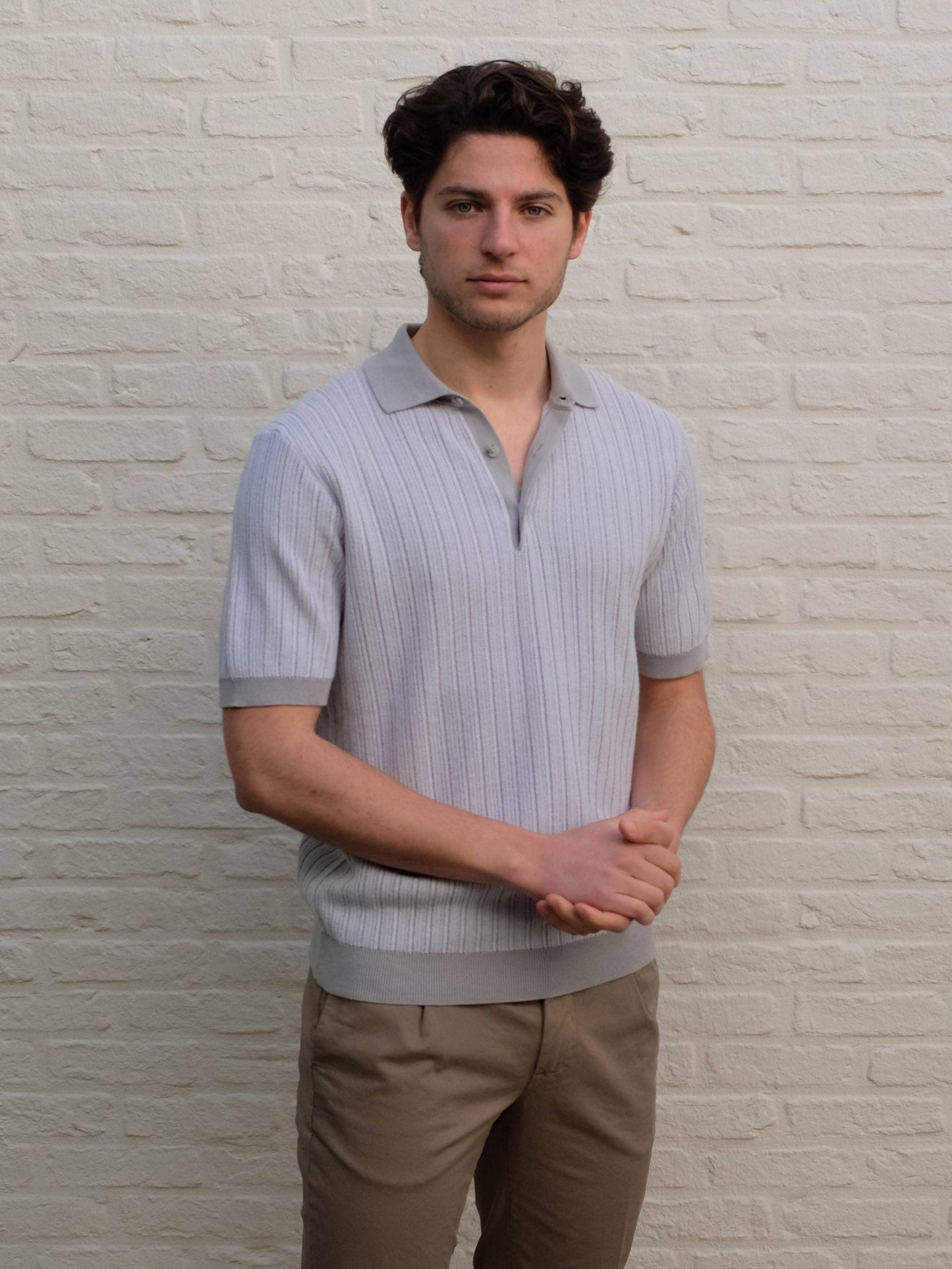 
                  
                    FERRANTE - Luxe Polo Met Contrast Lichtgrijs Polo's Ferrante 
                  
                