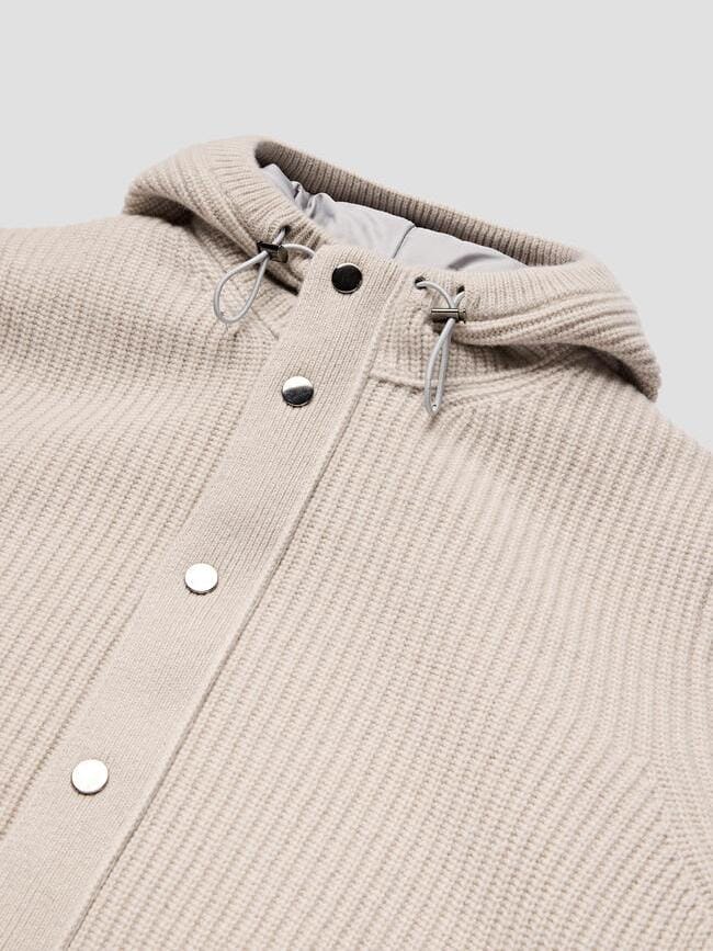 FERRANTE - Padded Knitted Wool Jacket Beige Truien Ferrante 