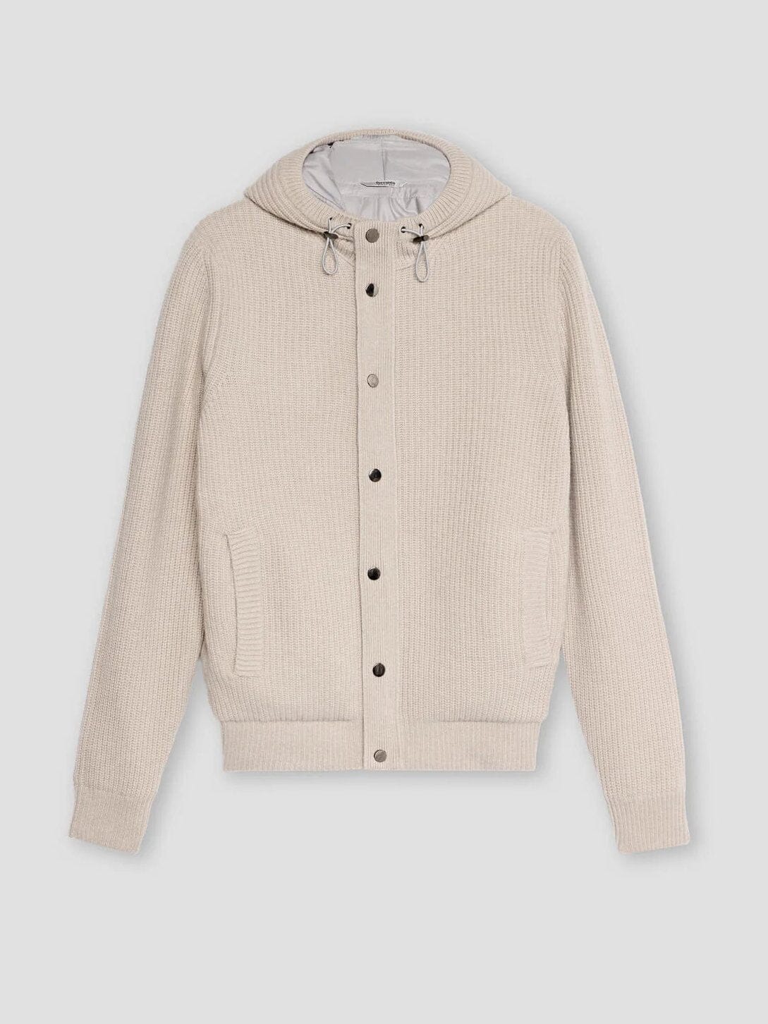 FERRANTE - Padded Knitted Wool Jacket Beige Truien Ferrante 