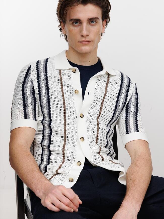 FERRANTE - Polo Doorknoopt Wit Polo's Ferrante 