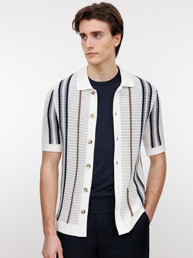 FERRANTE - Polo Doorknoopt Wit Polo's Ferrante 