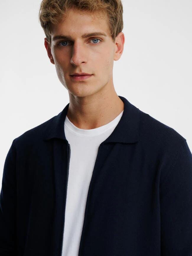 FERRANTE - Polo Vest Met Rits Donkerblauw Truien Ferrante 