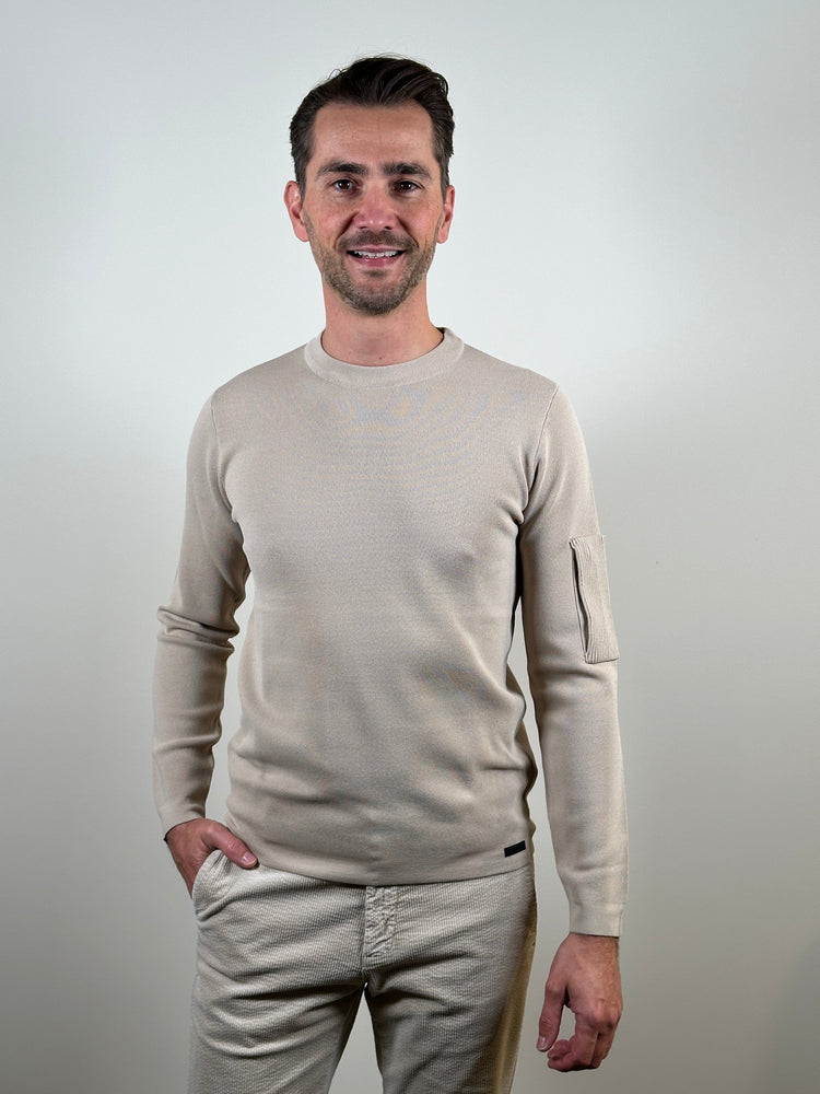 GENTI - Cool Dry Sweater Beige Truien Genti 