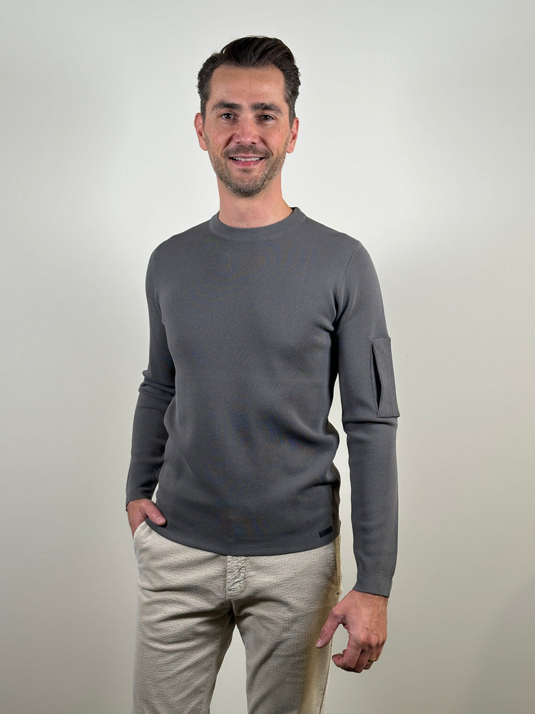 GENTI - Cool Dry Sweater Grijs Truien Genti 