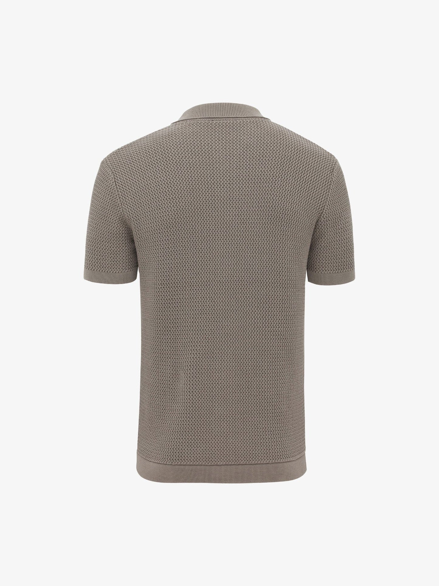 GENTI - Heavy Knit Polo Shirt Taupe Polo's Genti 
