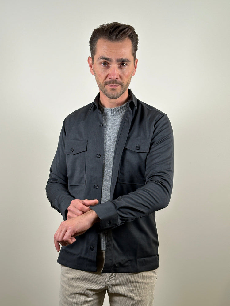 
                  
                    GENTI - Marzotto Wool Luxe Overshirt Antraciet Hemden Genti 
                  
                