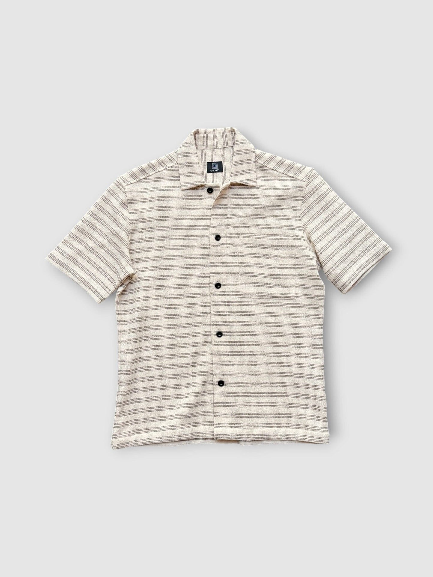 GENTI - Summerset Gestreepte Overhemd Beige Hemden Genti 