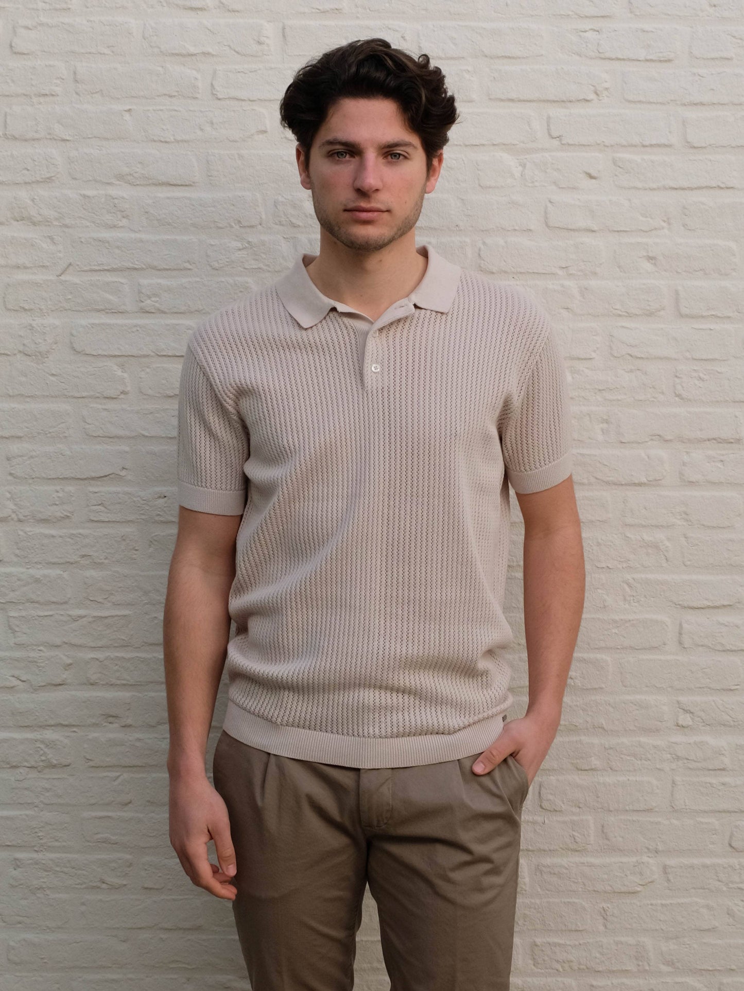 
                  
                    GENTILUOMO - 3 Button Knitted Polo Beige Polo's Gentiluomo 
                  
                
