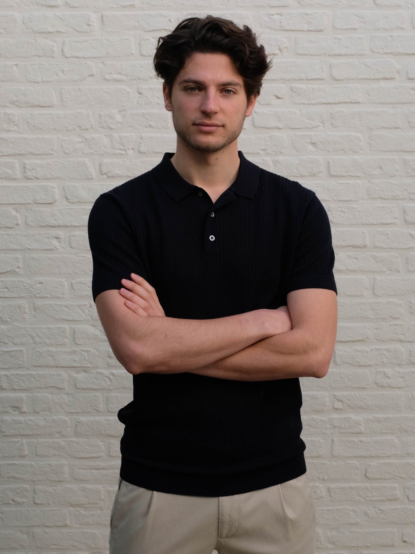 
                  
                    GENTILUOMO - 3 Button Knitted Polo Donkerblauw Polo's Gentiluomo 
                  
                