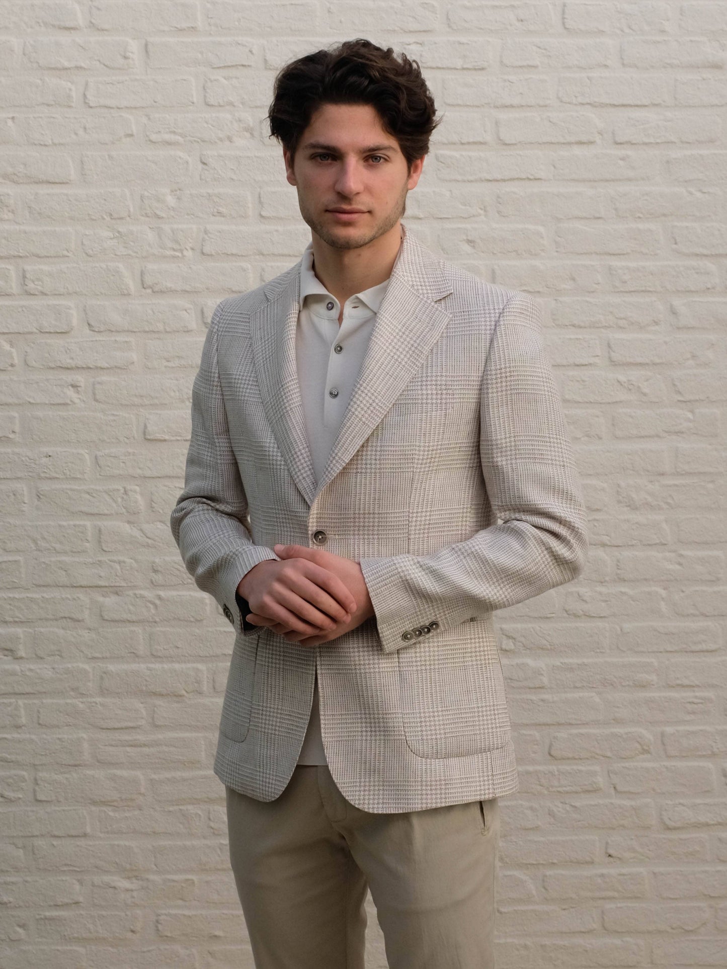 GENTILUOMO - Bergomi Blazer Beige/Taupe Geruit Blazers & kostuums Gentiluomo 