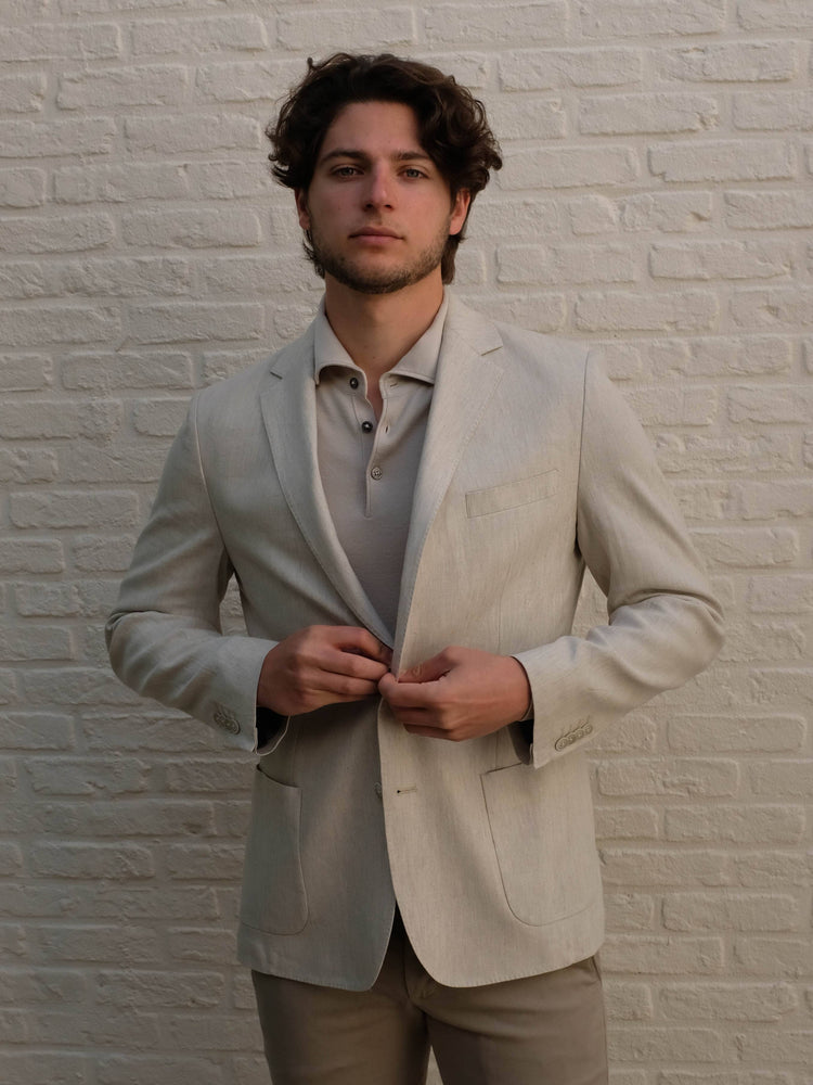 GENTILUOMO - Blazer Bergomi Linnen Sand Blazers & kostuums Gentiluomo 